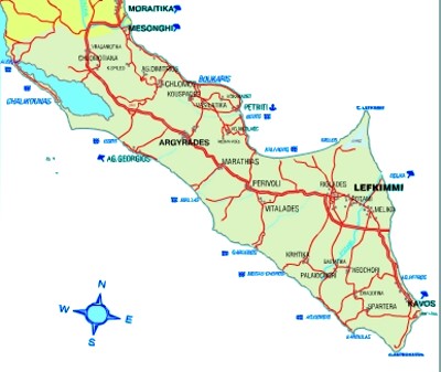 Karte Korfu Süd - Region Lefkimi